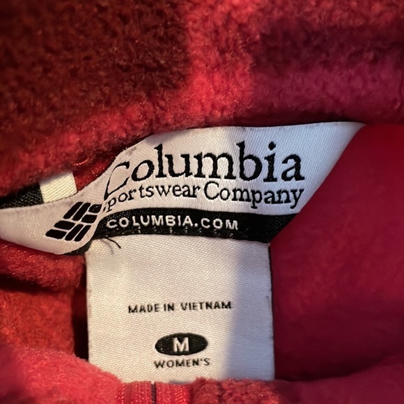 Columbia Fleece Vest SZ M Pink Flannel Full Zip Soft and Warm Women - Picture 12 of 14